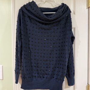 Navy Beaded Women's Sweater